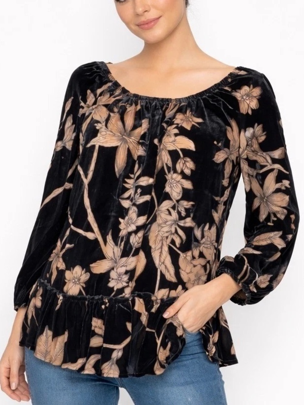 Democracy Floral Velvet Burnout Semi Sheer SIze XL Whimsigoth